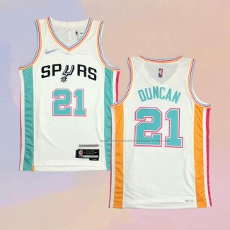 Camiseta San Antonio Spurs Tim Duncan NO 21 Ciudad 2021-22 Blanco