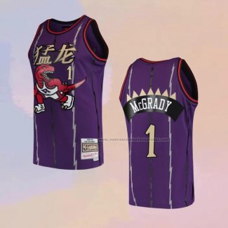 Camiseta Toronto Raptors Tracy Mcgrady NO 1 Mitchell & Ness 1998-99 Violeta