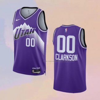 Camiseta Utah Jazz Jordan Clarkson NO 00 Ciudad 2023-24 Violeta